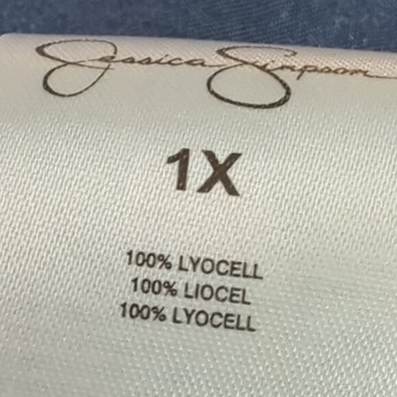 Jessica Simpson 1X Isabelle Shirt Dark Blue Lace Up Pockets Short Sleeves - Picture 8 of 8